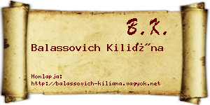 Balassovich Kiliána névjegykártya